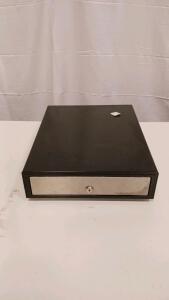 Black Steel Cash Drawer with Stainless Steel Front, 5 Bill & 5 Coin Compartments, Key Lock No Keys