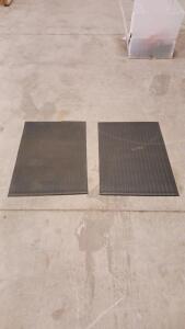 Pair Ribbed Rubber Floor Mats 36"x24", Made in USA, Black, Anti-Fatigue, PLRS Marked