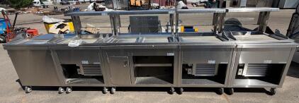 Duke Manufacturing Commercial Cafeteria Serving Line with Refrigerated Sections and Sneeze Guards