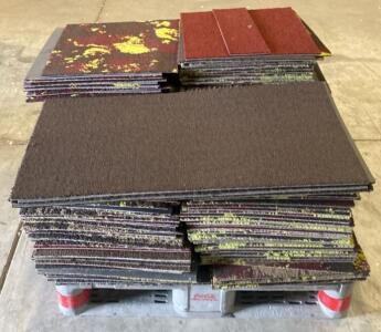 Pallet of Mixed Commercial Carpet Tiles, 24&rdquo;x24&rdquo; and 24&rdquo;x48&rdquo; Tiles, Red/Brown/Patterned, ( SP10 )