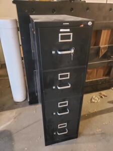 HON 4-Drawer Vertical Filing Cabinet, Black, Locking, Steel Construction, Key Included