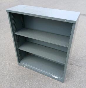 Steel Office Bookshelf, Gray, 3 Adjustable Shelves, 42"x36"x12", Industrial Metal Storage