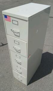 5-Drawer Vertical Metal Filing Cabinet, Locking, Light Gray, Standard 60"x15"x28", Steel