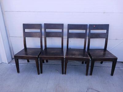 Crate & Barrel Solid Wood Dining Chairs Set of 4, Dark Finish, Slat Back, Model 295987 (Trailer-2)