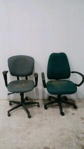 2 Task Office Chairs, Swivel Base, Fabric Upholstery, Pneumatic Height, Mixed Colors