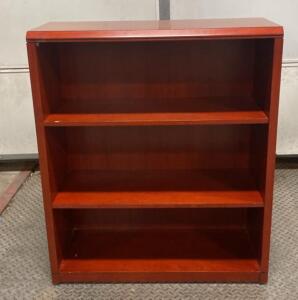 Standard 3-Shelf Wood Bookcase, Cherry Finish, Adjustable Shelves, 36"W x 12"D x 42"H