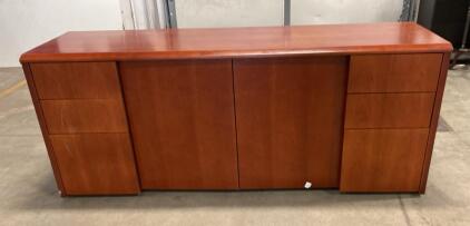 Cherry Wood Office Credenza with 6 Drawers and Central Compartment 72x20x30&rdquo; ( Trailer 2 )