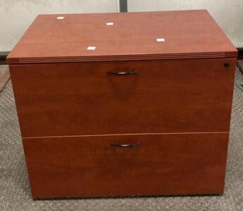 2-Drawer Lateral File Cabinet, Cherry Finish, Locking, Full-Extension Drawers 36x22x30&rdquo;
