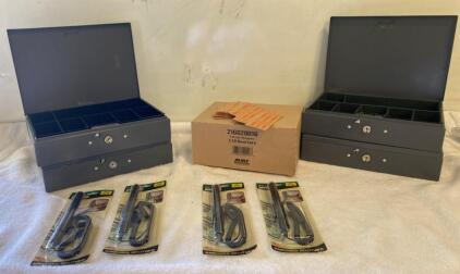 MMF Lockable Cash Boxes with Removable Coin Trays, 4 Dri Mark Counterfeit Pens, 510 Quarter Wrappers ( R6 )