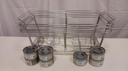 Double Chafing Dish Wire Rack with 6x Monogram 2-Hour Ethanol Gel Fuel Cans, Chrome/Stainless Steel Sp-16