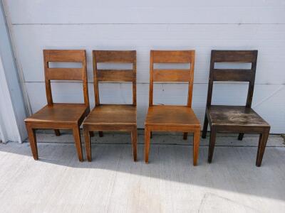 Set of 4 Solid Wood Slat-Back Dining Chairs, Simple Rectangle Style, No Upholstery, Needs Refinishing (Trailer-2)