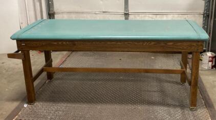 Wood Frame Exam/Massage Table, Fixed Height, Vinyl Upholstery, 72"x24"x30", Support Bar