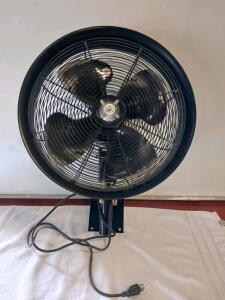 Aeromist Wall Mount Misting Fan, 4 Nozzles, 3 Blades, Electric, Metal Construction, Black