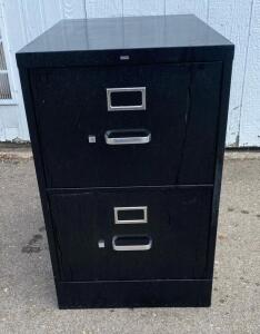 HON 2-Drawer Metal Filing Cabinet, Black, 29"x15"x28", Lockable, Letter/Legal Files