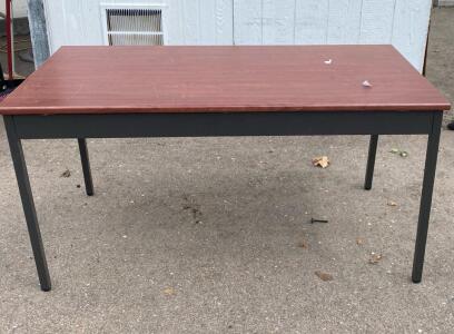 Rectangular Office Table 60"x30" Mahogany Laminate Top & Metal Frame