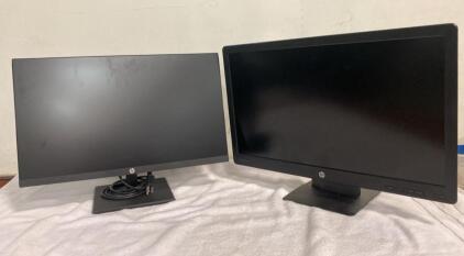 HP P244 23.8" FHD IPS & HP P240va 23.8" FHD VA Monitors, HDMI VGA DisplayPort, Tested, Power Cables ( Powers On )