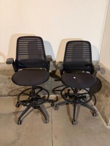 Ergonomic Mesh Back Drafting Stool with Adjustable Armrests and Foot Ring
