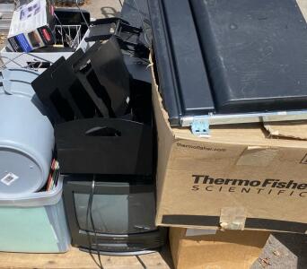 Bulk Lot Office File Holders, Desktop Organizers, Stackable Bins, Sanyo CRT Monitor
