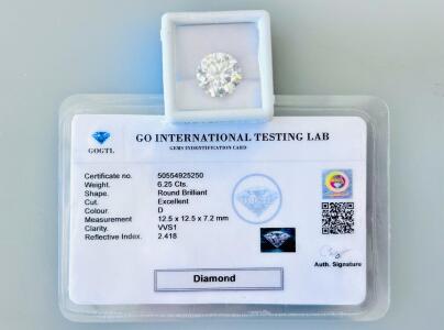 6.25 Carat D VVS1 Round Brilliant Loose Diamond, Excellent Cut, GOGTL Certified