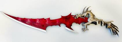 Red Dragon Fantasy Display Sword, Stainless Steel Blade, 3D Metal Dragon Handle, China