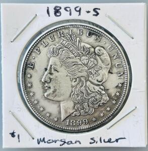 1899-S Morgan Silver Dollar, San Francisco Mint, 90% Silver, $1 Coin