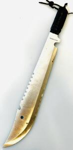440 Stainless Steel Survival Machete Knife, 17" Overall, Cord Wrapped Handle, Sawback, China
