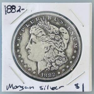 1882 Morgan Silver Dollar &ndash; 90% Silver, Circulated, U.S. Coin, George T. Morgan Design