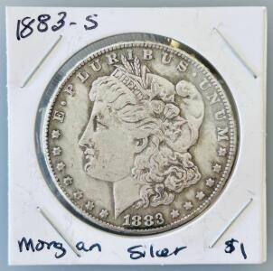 1883-S Morgan Silver Dollar San Francisco Mint $1 Coin 90% Silver, Eagle Reverse, Circulated