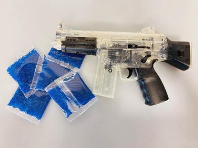 Electric Gel Blaster Gun, Clear/Black, Full Auto & Single Shot, 150-Round Capacity, 200 FPS