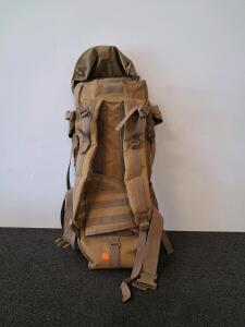 Coyote Tan Tactical Military-Style Backpack, 45L Capacity, MOLLE Webbing, Hydration Compatible