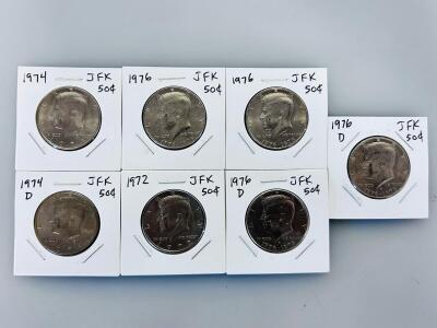 Kennedy Half Dollar Coins&ndash; 1972, 1974, 1974-D, 1976, 1976-D, Bicentennial, Denver Mint