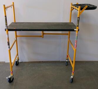 Metaltech Mini Folding Rolling Scaffold 500 lb Capacity, 21" Platform, Tool Tray, ANSI/OSHA 34"x39"