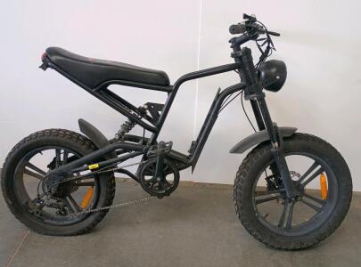 Windone E2 Electric Bicycle, Moped-Style, 20" Fat Tire, 750W Motor, Black