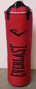 Everlast 70 lb Heavy Bag, Red, Hanging Style, Dual D-Rings, 42"x13", Boxing/MMA Training