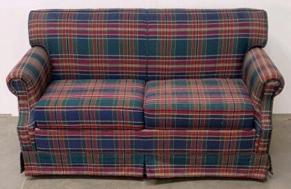 La-Z-Boy Sleeper Sofa, Plaid Fabric, Full Size Innerspring Mattress, Fold-Out Bed