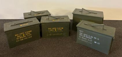 Lake City 5.56mm M855/M855A1 840-900rd Ammo Cans, Stripper Clip & Linked, Mixed Years/Lots,( no ammo included)