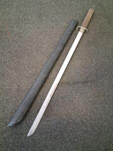 Traditional Japanese-Style Katana Sword, ~40" Overall, 28-30" Blade, Black Scabbard
