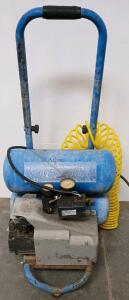Twin Tank Electric Air Compressor, 4.6 Gallon, 2 HP, Hand Truck, Coil Hose, 125 PSI