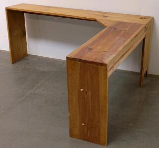 L-Shaped Wooden Indoor/Outdoor Bench. Bench Is Solid And In Great Condition