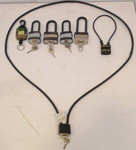(7) Ruger And Browning Padlocks And Firearm Cable Locks With Keys Locks Tested And Works