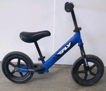 FLY Racing Sport 12" Balance Bike Blue, Adjustable Seat & Handlebar, Footrest, STRIDER Pad