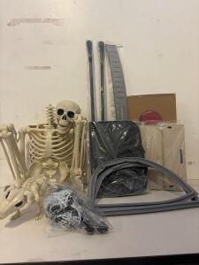 Mixed Lot: Car Organizer, Skeletons, Gasket, Storage Box, Kick Plate, Halloween Skull