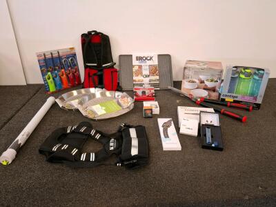 Fitness Gear, Kitchenware, Electronics, Water Bottles, Grill Tools