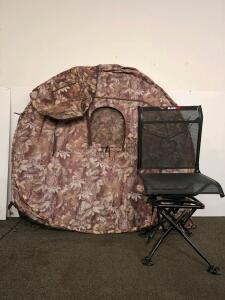 Trekker Pop-Up Hunting Blind & BlackOut Swivel Hard-Arm Chair Combo