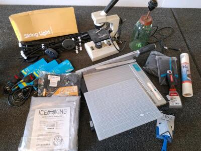 Score Pal Scoring Board & Guillotine Paper Trimmer, 12" Grid, Built-In Tool, Ruler Guides, String Lights, Mason Jar Lamp, And More