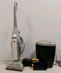 Hoover FloorMate Deluxe, Fellowes W11C Shredder, Amazon Kindle Fire, Massager Bundle