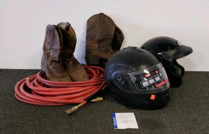 BELL Open-Face Helmet, XL Full-Face Helmet, ROPER Western Boots, 3/8" x 50' 250 PSI Air Hose