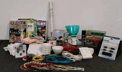 Household Goods, Glassware, Kitchen Towels, Coloring Books, Electric Cords And More (All Electronics Tested)