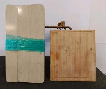 Vintage Folding Card Table, Reversible Butcher Block (24x21), Metal Frame, 36"x36"
