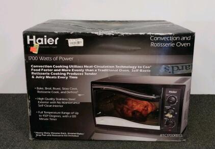 Haier RTC1700RBSS 1700W Convection & Rotisserie Oven, Stainless Steel, 21"x18"x13"